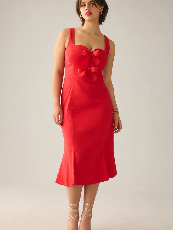 Anthropologie Dresses & Skirts - Anthropologie Red Bow-Front Midi Dress